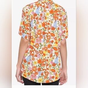 Disney Winnie The Pooh Floral Print Button Down Shirt Size S/M